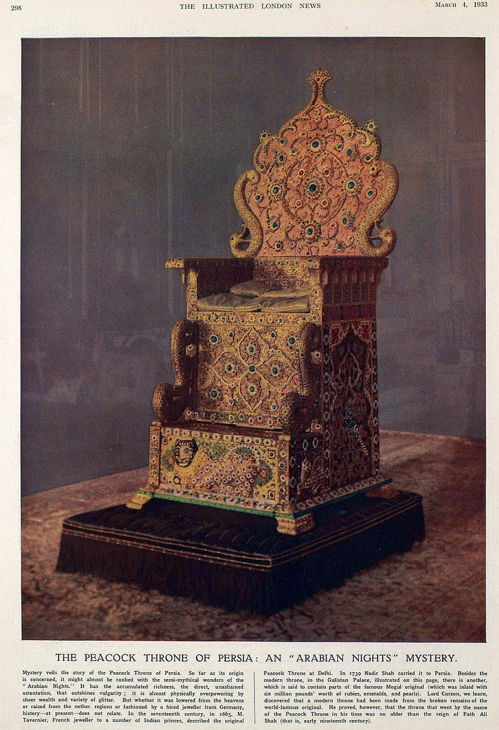 March 4 Persian peacock throne